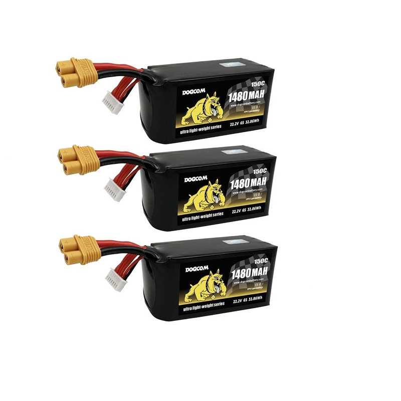 3-Pack DOGCOM 1480mAh 150C 6S 22.2V Ultra series