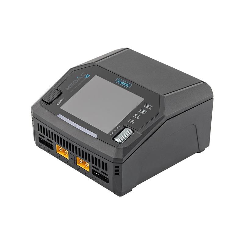 ToolkitRC M6DAC V2 1-6S AC 200W DC 800W 16Ax2 25A Sync Battery Charger – XT60