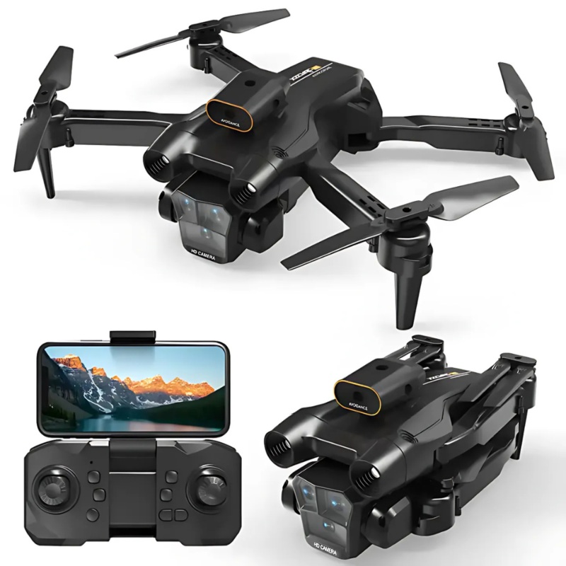 M4 Professional 8K WiFi Drone, with Triple HD Camera, Obstacle Avoidance, 360 Roll, Foldable Design, Altitude Hold, and Real-Time FPV