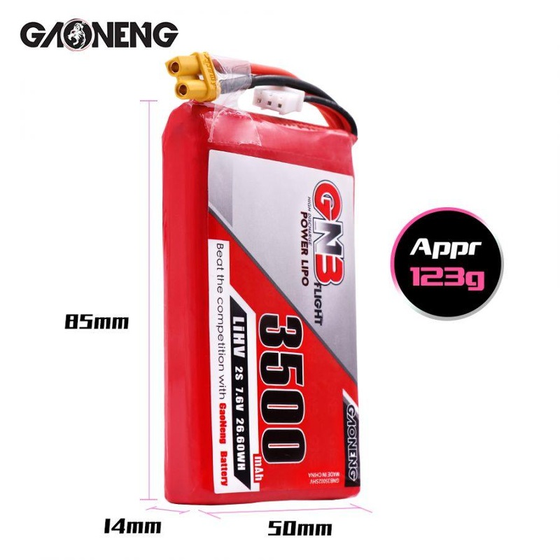 GNB 3500mAh 7.6V 2S HV Lipo Battery XT30 Plug for FrSky Taranis QX7 Transmitter TX Remote Control
