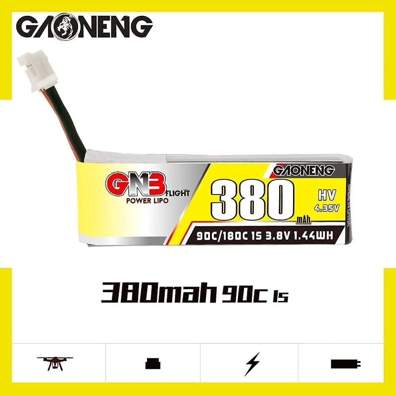 GNB 380mAh 1S 3.8V HV 90C  Cabled for Emax NanoHawk
