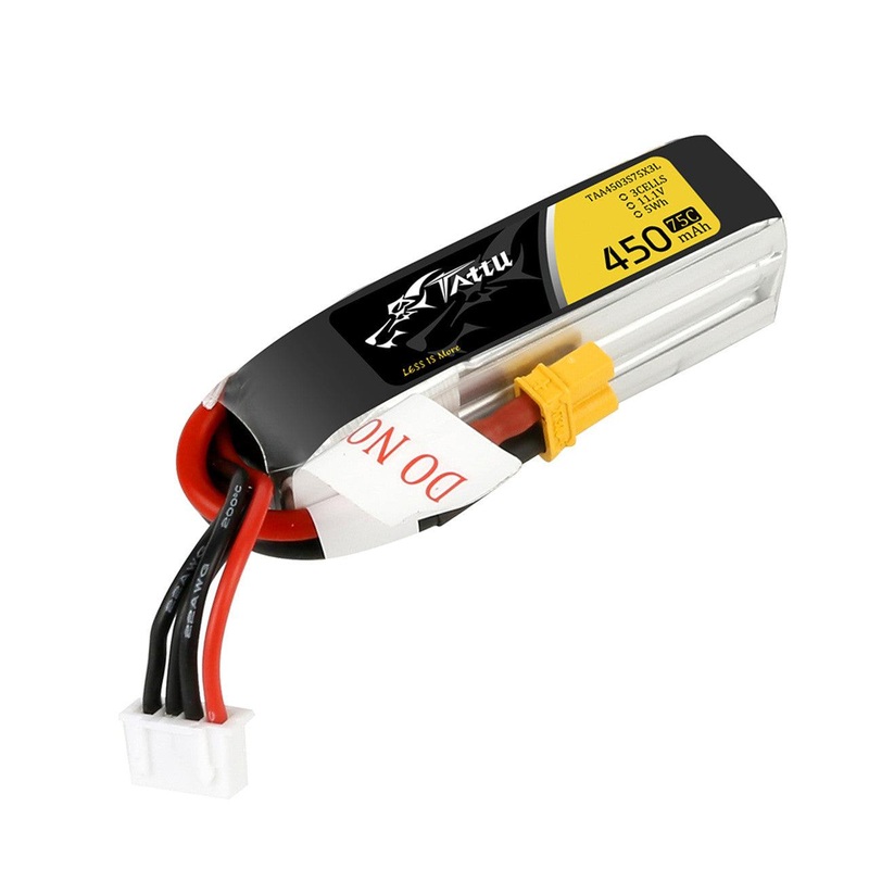 Tattu 450mAh 3S 75C 11.1V LiPo Battery Pack With XT30 Plug – Long Size