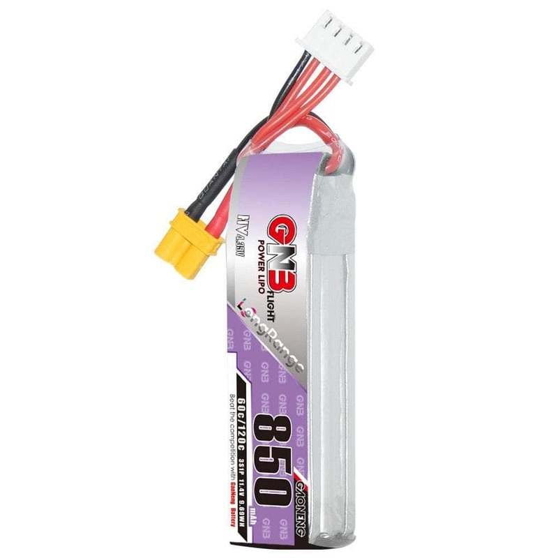 Gaoneng GNB 11.4V 3S 850mAh 60C LiHV Micro Battery (Long Type) – XT30
