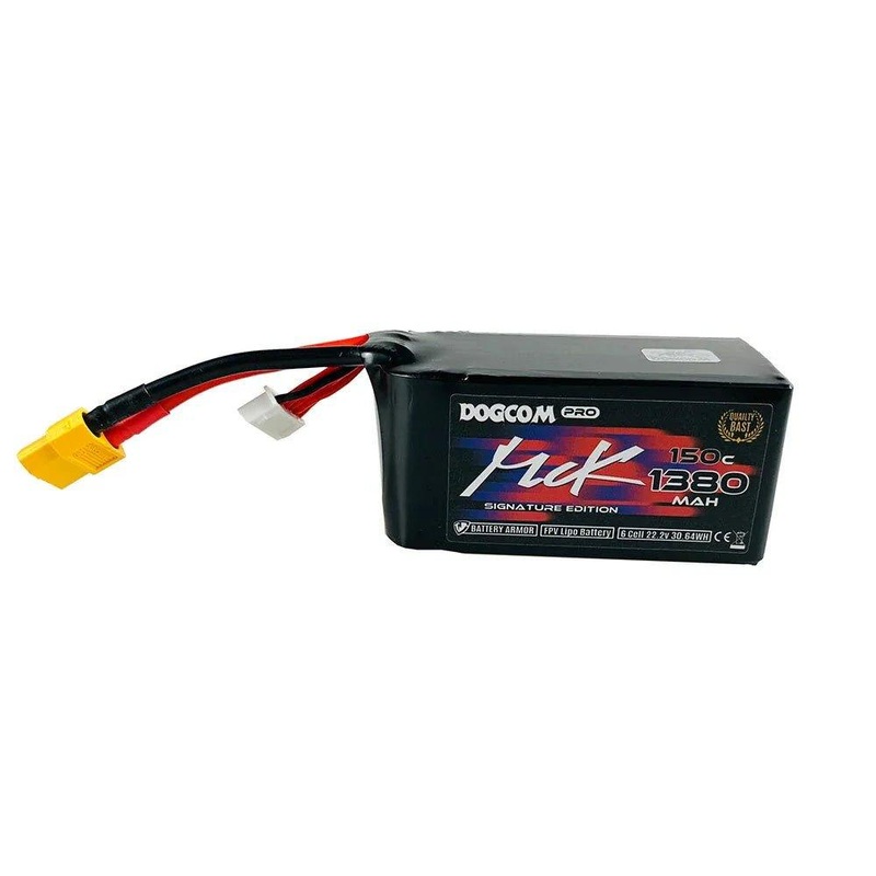 DOGCOM MCK 1380mAh 6s 22.2V 150C LiPo FPV 5″ Extreme Racing Battery