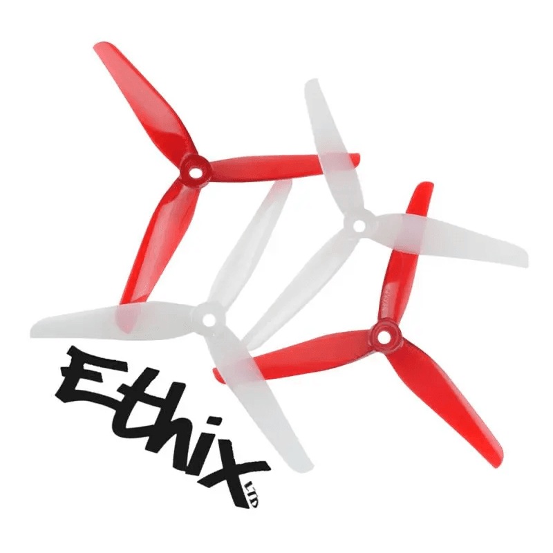 ETHiX x HQ Prop P4 Candy Cane 5140-3 / 5.1″ Tri-Blade Bando/Freestyle FPV Drone Props (4 Pack) – Red+White