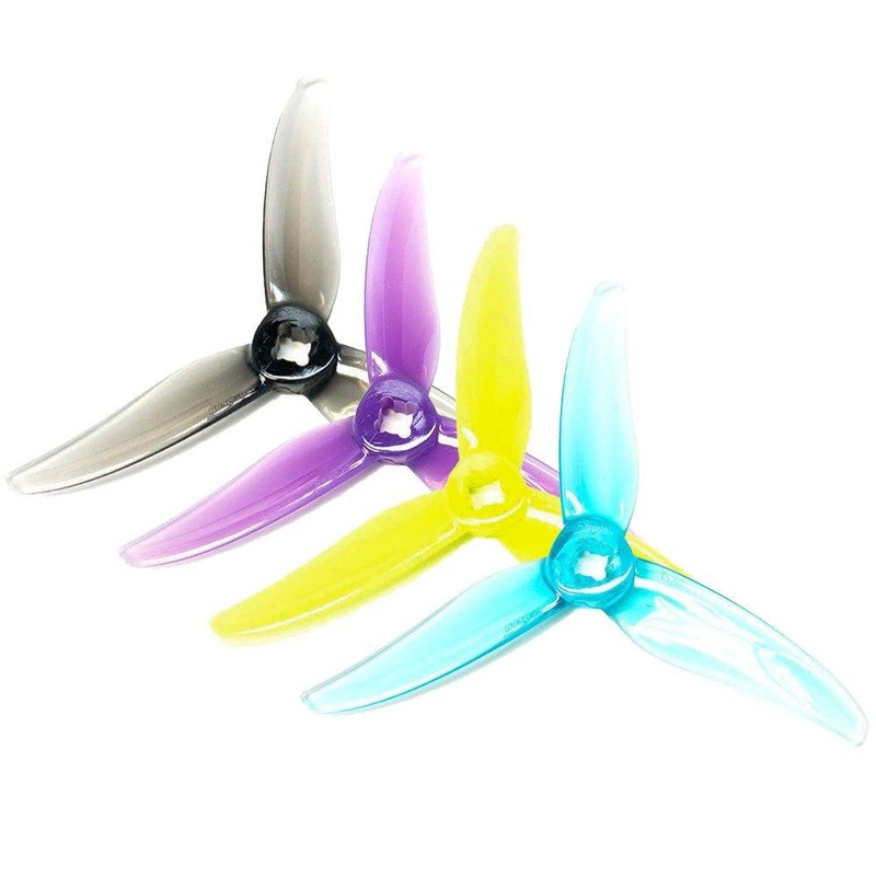 Gemfan Hurricane 3520-3 / 3.5″ Tri-Blade FPV Drone Props for 5mm / 1.5mm Shaft T-Mounted w/ Adapter (4 Pack) – Choose Color