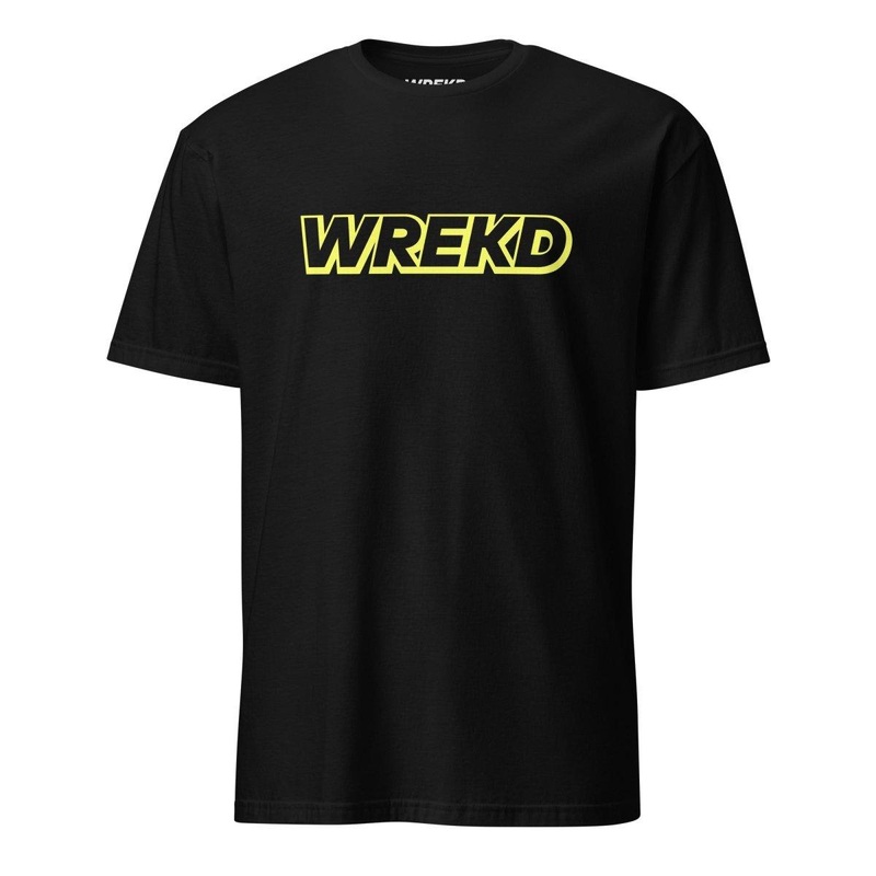 WREKD Yellow on Black Short-Sleeve Unisex Logo Tee