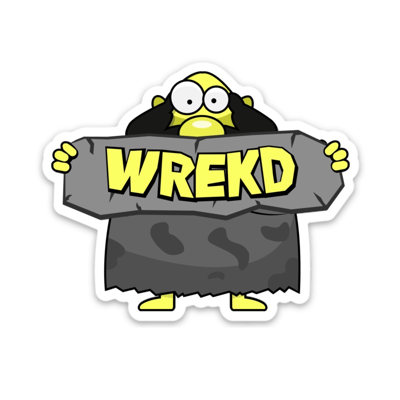 Caveman Holding WREKD Slate Sticker