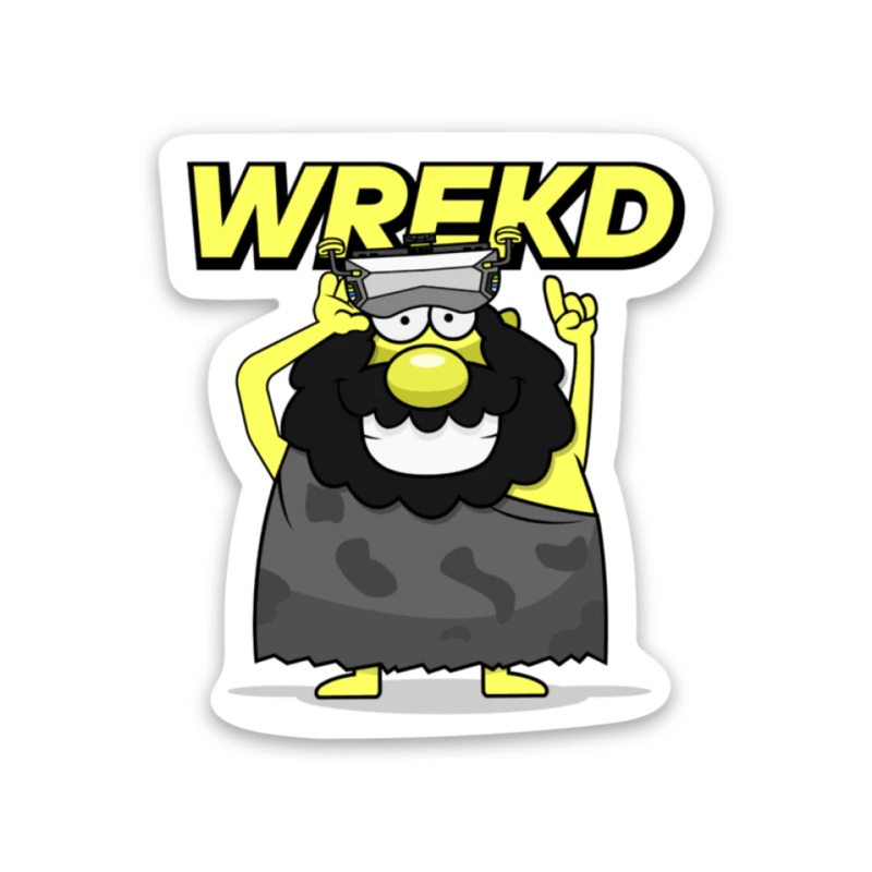 Caveman Sticker w/ Goggles and WREKD Logo