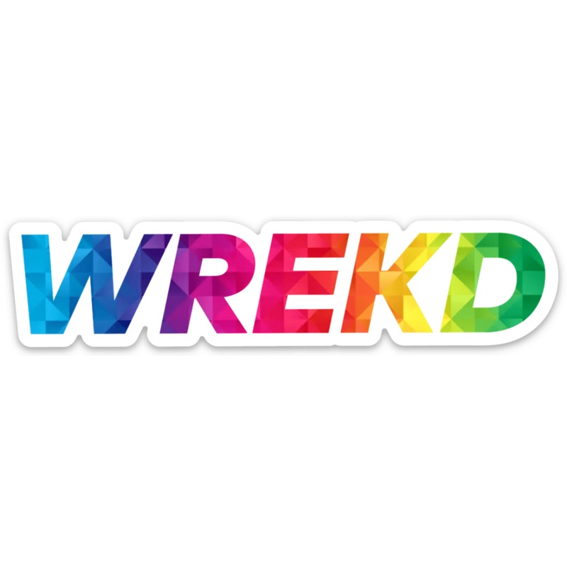 WREKD Colorful Logo 4.33  1 Sticker w/ White Trim