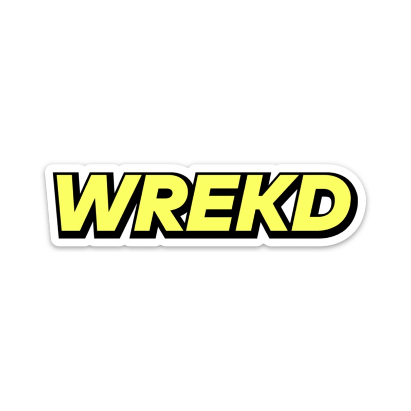 WREKD Logo 3.91″ x 1″ Sticker w/ White Trim