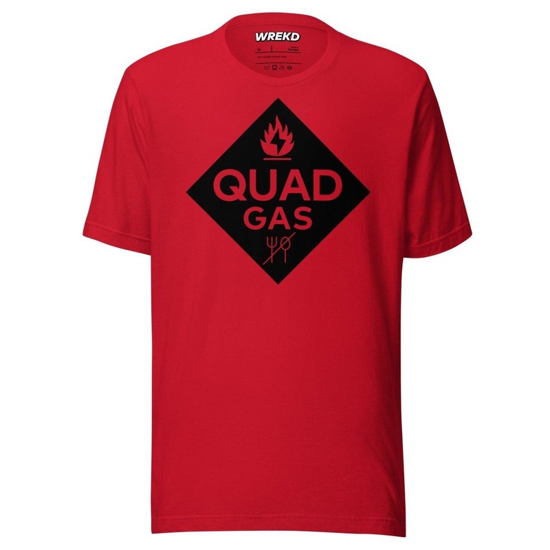 WREKD Quad Gas Black on Red Unisex T-shirt