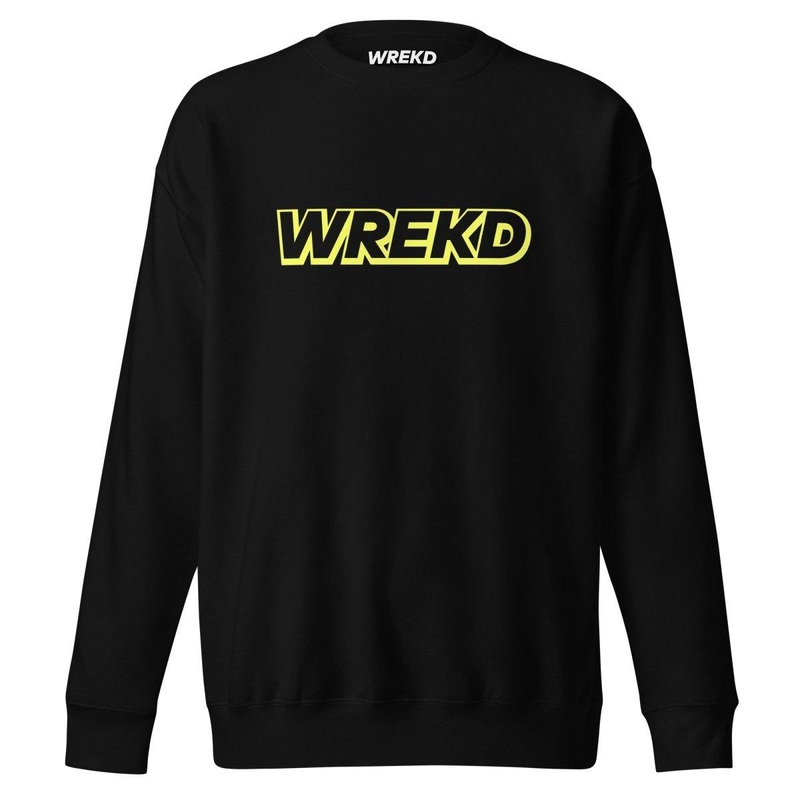 WREKD Yellow on Black Logo Unisex Premium Sweatshirt