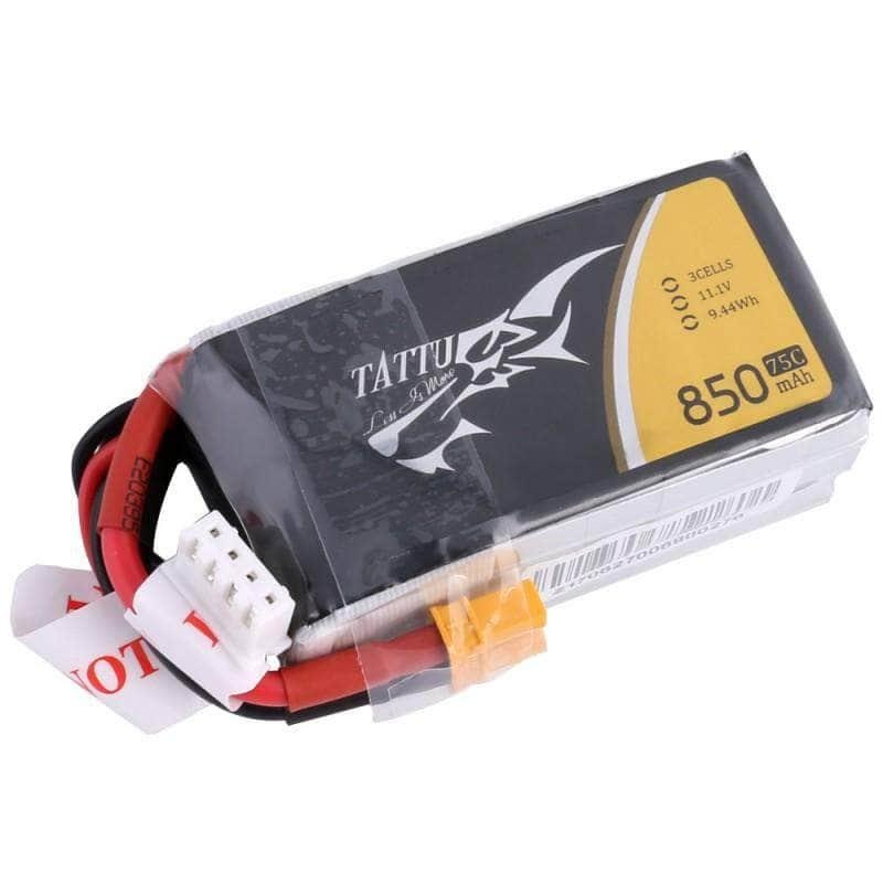 Tattu 11.1V 3S 850mAh 75C LiPo Micro Battery – XT30