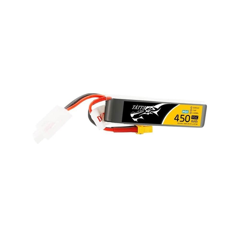 Tattu 7.6V 2S 450mAh 95C LiHV Micro Battery (Long Type) – XT30
