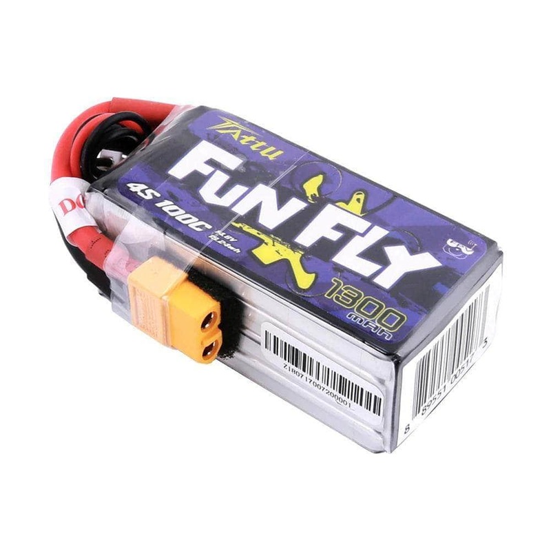 Tattu FunFly 14.8V 4S 1300mAh 100C LiPo Battery – XT60