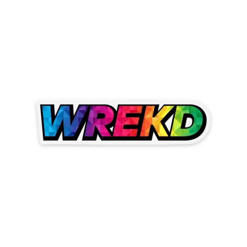 WREKD Colorful Logo 2.97  0.75 Sticker w/ Black Shadow + Clear Edge