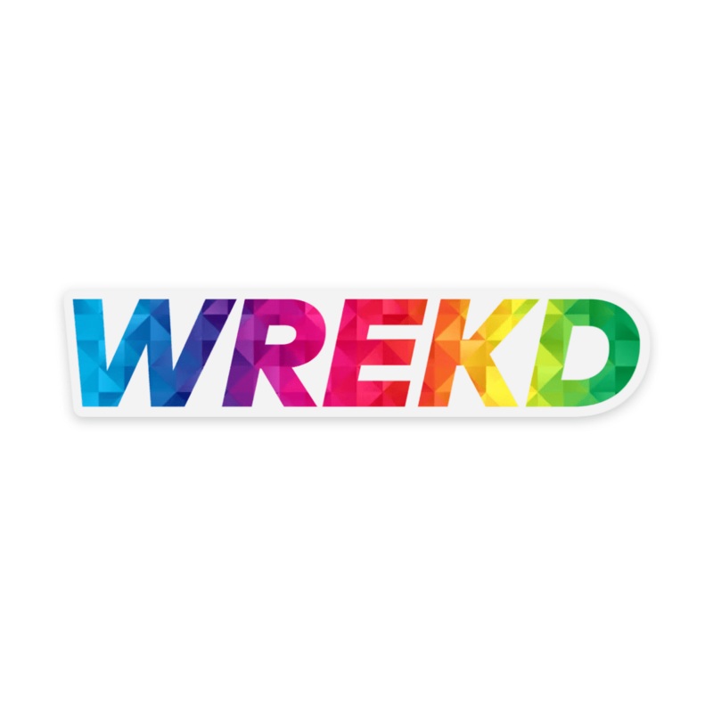 WREKD Colorful Logo 3.46  0.75 Sticker w/ Clear Edge