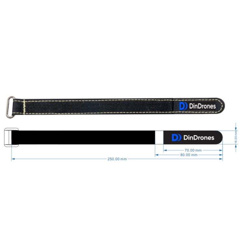 DinDrones 250mm Full Kevlar Battery Strap with metal buckle