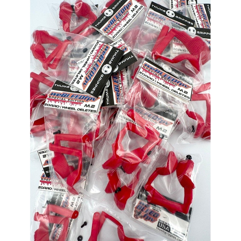 Thumb Grippies weBLEEDfpv Special Edition Wheel Deletes for RadioMaster Zorro Radio Controller – (WB RED)