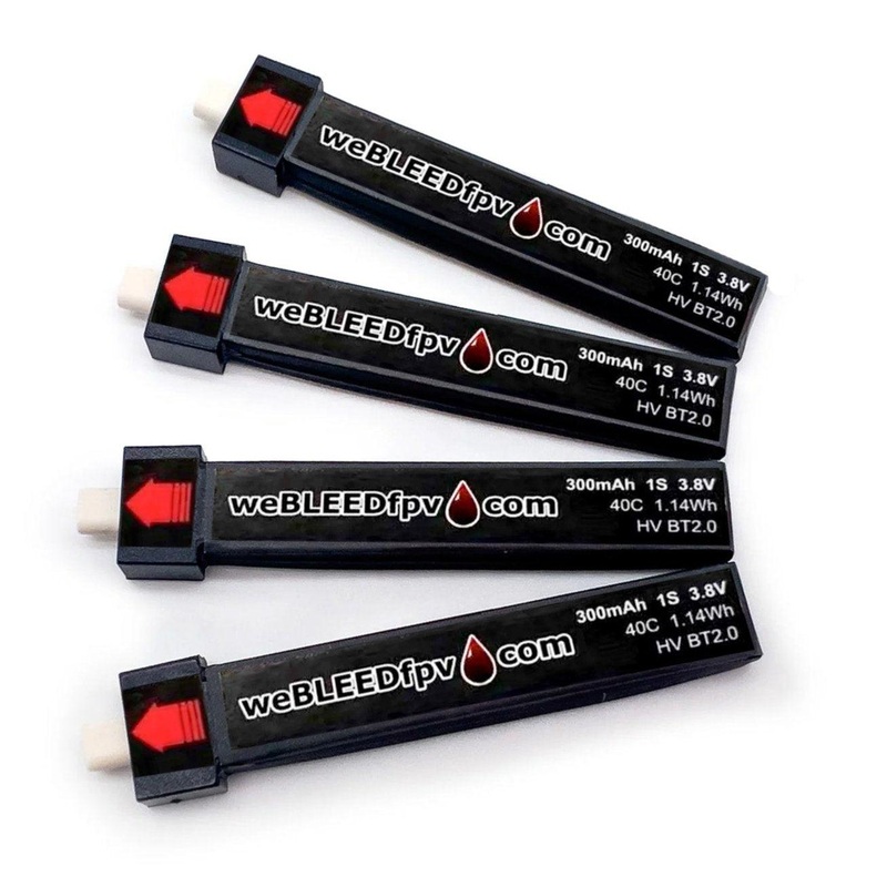 weBLEEDfpv 300mAh 1S LiPo Batteries (4 Pack) – Choose BT2.0 or PH2.0