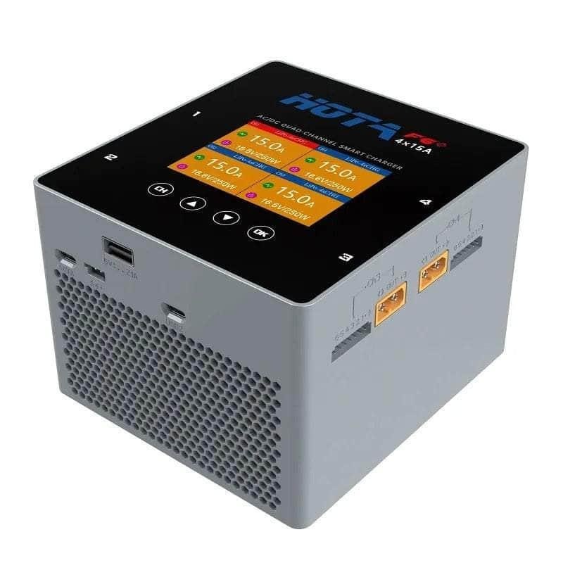 HOTA F6+ 1000W 60A 1-6S Quad Channel AC/DC Smart Charger – Grey
