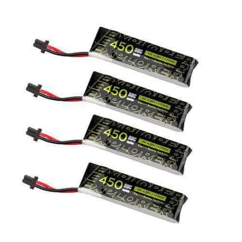 Flywoo Explorer 3.8V 1S 450mAh 80C LiHV Battery 4 Pack – GNB27