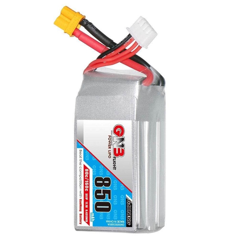 Gaoneng GNB 11.1V 3S 850mAh 80C LiPo Micro Battery (Square Type) – XT30