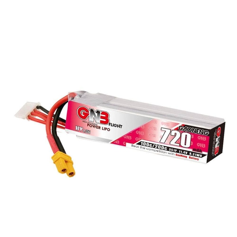 Gaoneng GNB 11.4V 3S 720mAh 100C LiHV Micro Battery (Long Type) – XT30