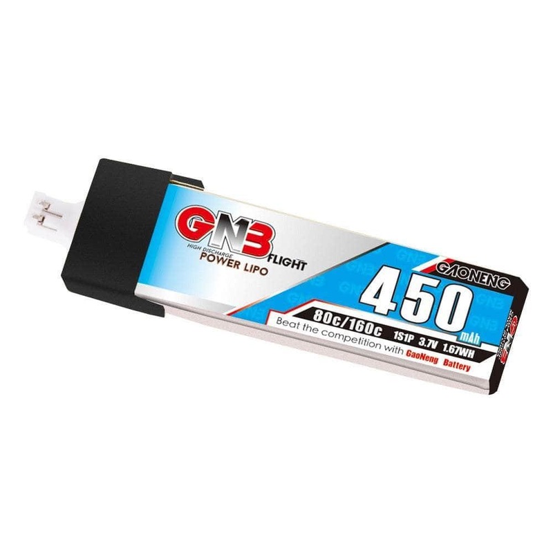 Gaoneng GNB 3.7V 1S 450mAh 80C LiPo Whoop/Micro Battery w/ Plastic Head – PH2.0