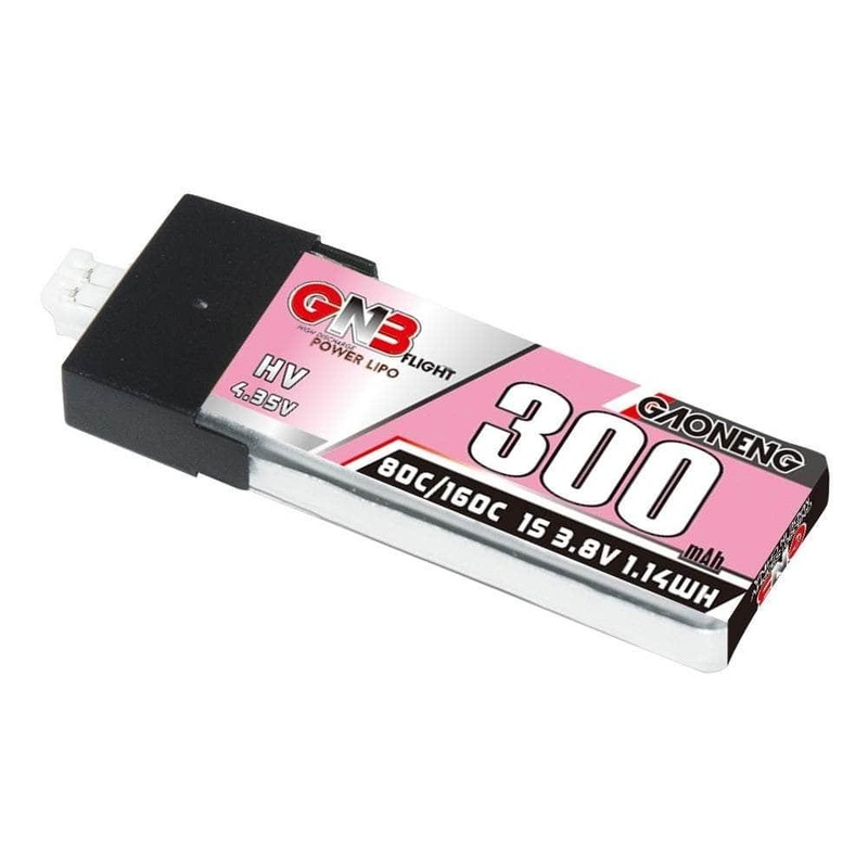 Gaoneng GNB 3.8V 1S 300mAh 80C LiHV Whoop/Micro Battery w/  Plastic Head – PH2.0