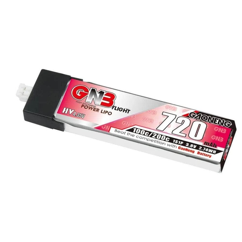 Gaoneng GNB 3.8V 1S 720mAh 100C LiHV Whoop/Micro Battery w/ Plastic Head – PH2.0