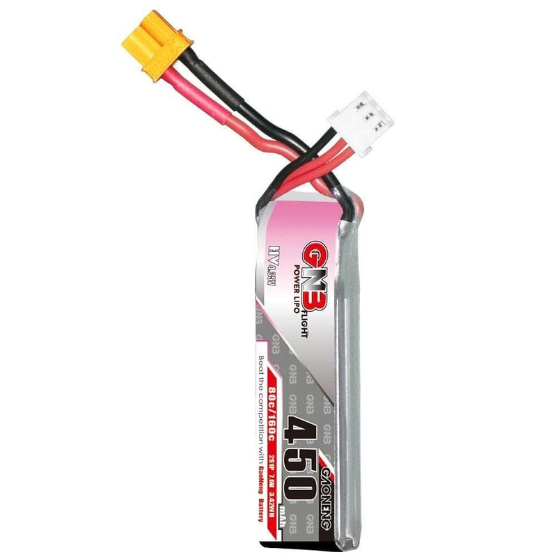 Gaoneng GNB 7.6V 2S 450mAh 80C LiHV Micro Battery (Long Type) – XT30