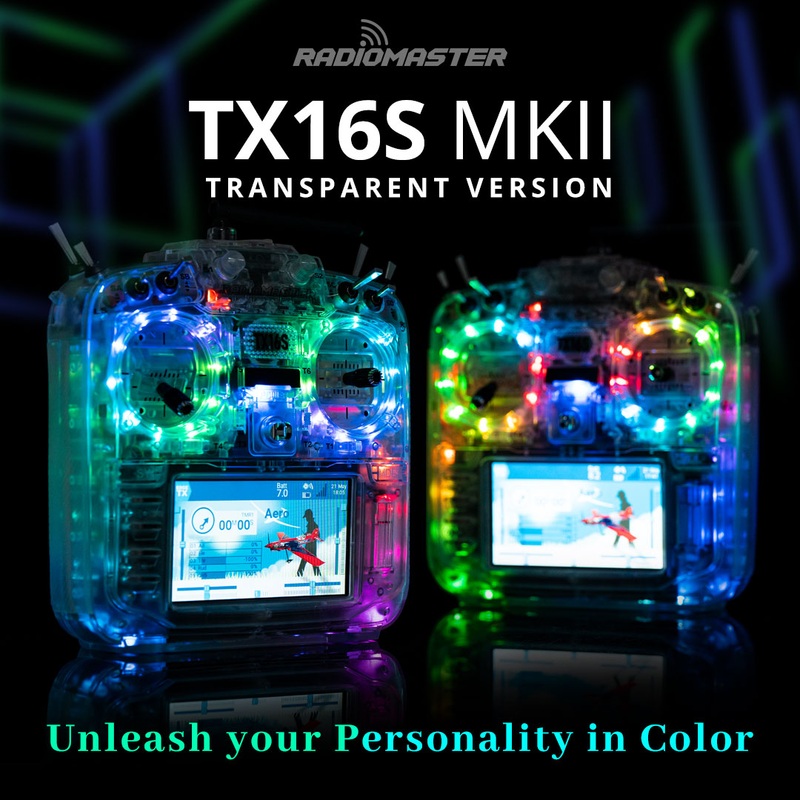 RadioMaster TX16S MKII EdgeTX RC Transmitter w/ V4.0 Hall Gimbals ELRS 2.4GHz – Transparent RGB MCK Version