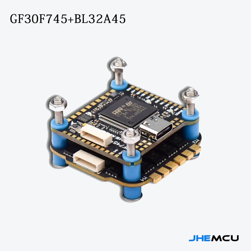JHEMCU GF30F745-MPU Flight Controller with BL32 45A 3-6S 4in1 ESC Stack – 30x30mm