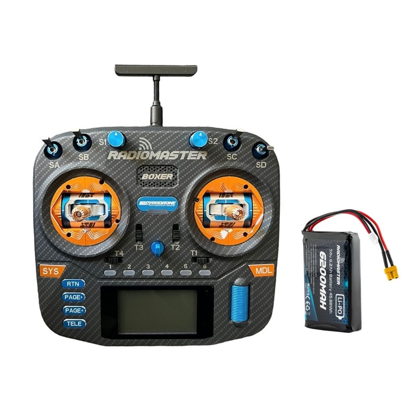RadioMaster Boxer MAX  Edition Transmitter w/ AG01 Hall Gimbals & 6200mAh 2S Lipo – (Choose Version)