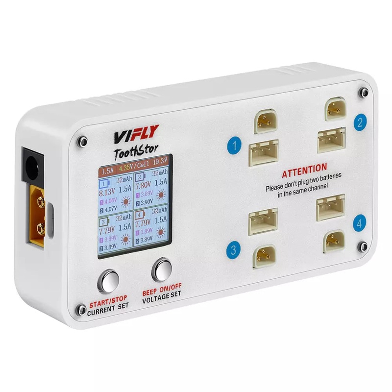 ViFly ToothStor – 4 Port 2S Balance Charger with Storage Mode