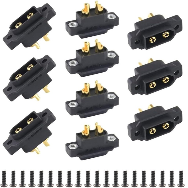 Amass XT60E-M Mountable XT60 Male Plug W/Mounting Screws (10 Pcs.)  Choose Color