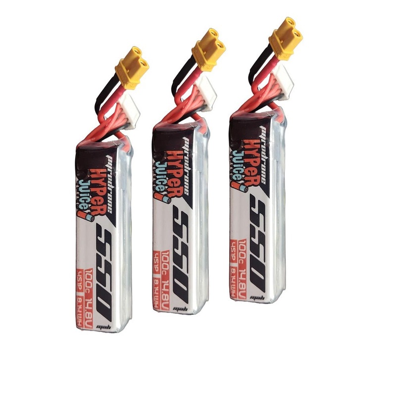 3-Pack  Hyperjuice 550mAh 14.8V 4S 100C Lipo Battery – XT30
