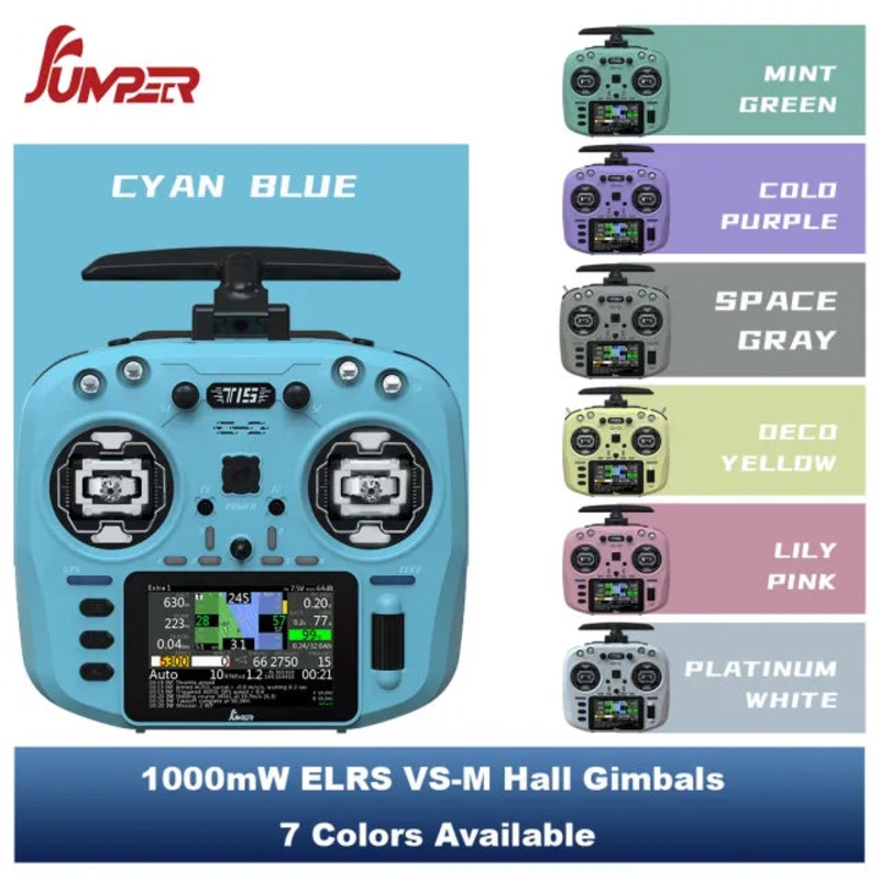 Jumper T15 ELRS 1W 2.4GHz VS-M HALL Sensor Gimbals 3.5″ HD Touch Color Screen EdgeTX RC Transmitter – Choose Color