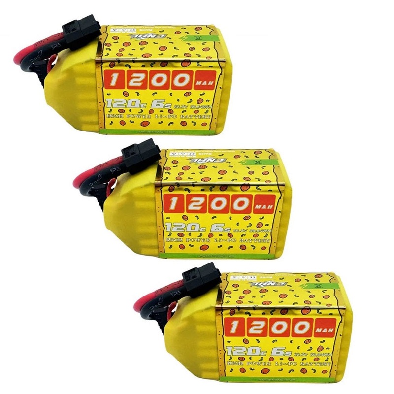 3 Pack CNHL 1200mAh 22.2V 6S 120C Pizza Series Lipo Battery – XT60