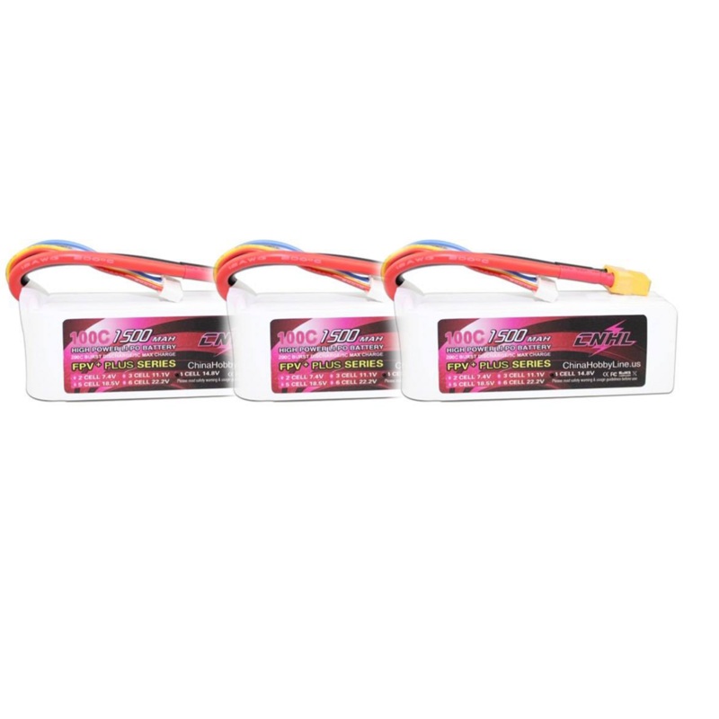 3-Pack CNHL G+PLUS 1500mAh 14.8V 4S 100C Lipo FPV Battery – XT60