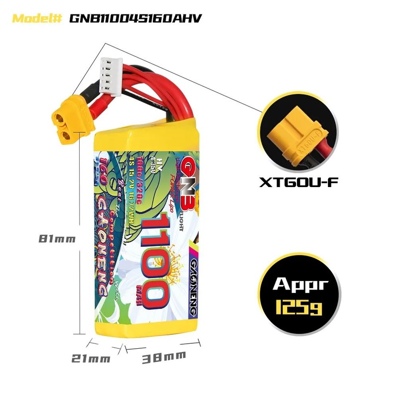 Gaoneng GNB 4S 15.2V 1100mAh 160C HV Lipo Battery – XT60