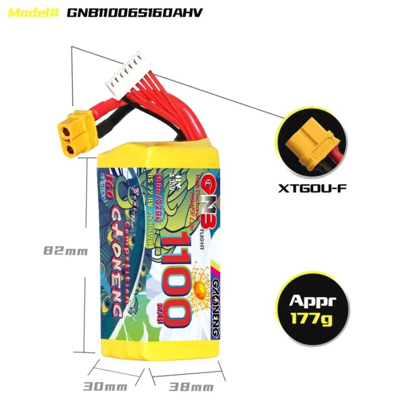 Gaoneng GNB 6S 22.8V 1100mAh 160C HV Lipo Battery – XT60