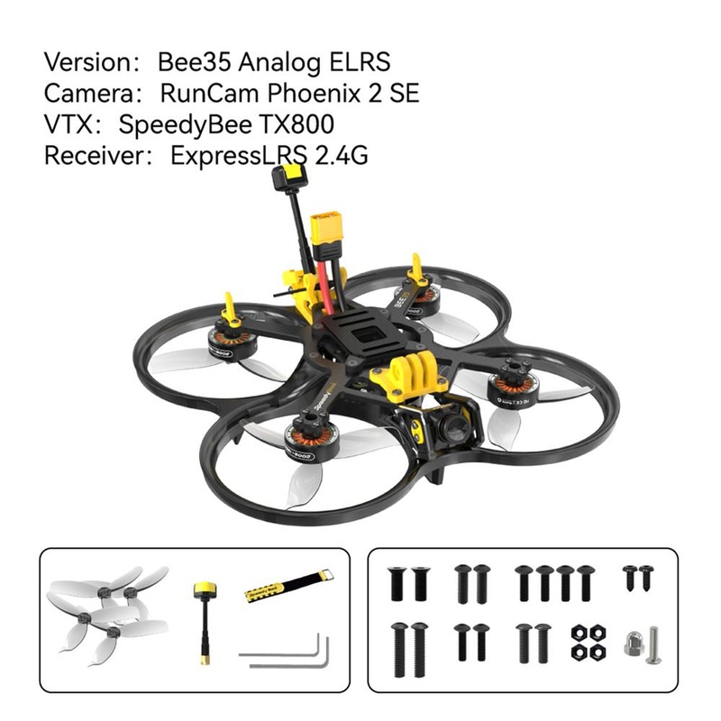 SpeedyBee Bee35 Analog 6S 3.5″ CineWhoop Drone with TX800 VTX and RunCam Phonix SE Camera – Choose Receiver