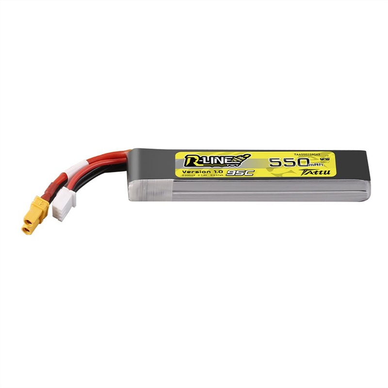 Tattu R-line 550mAh 2S 7.4V 95C Lipo Battery Long Pack – XT30