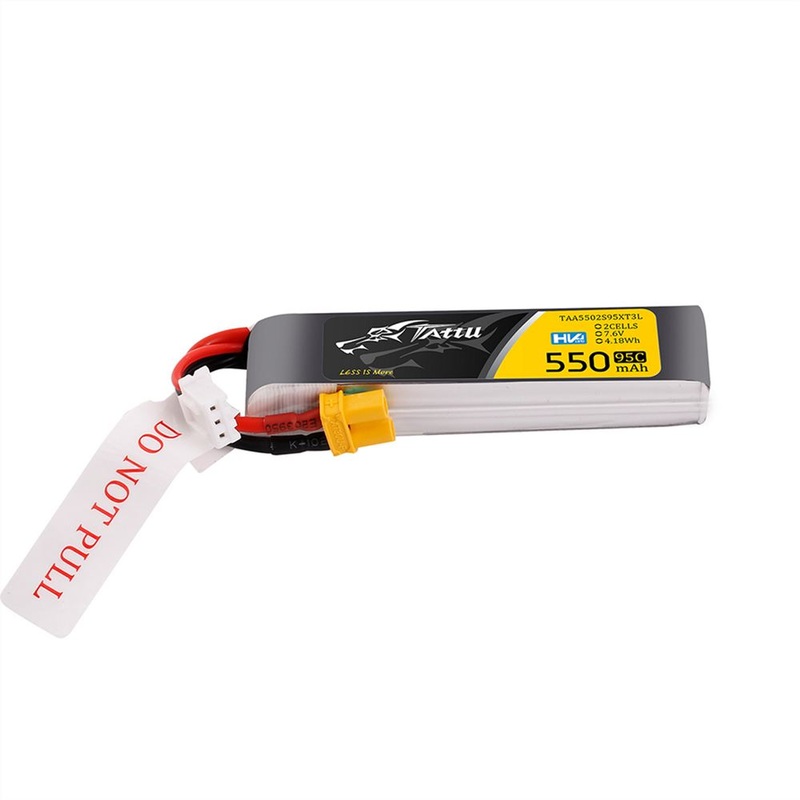 Tattu R-line 550mAh 2S 7.6V HV 95C Lipo Battery Long Pack – XT30