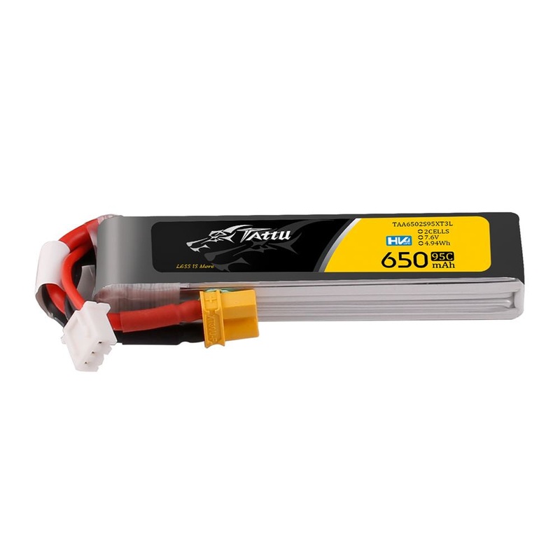 Tattu R-line 650mAh 2S 7.6V HV 95C Lipo Battery Long Pack – XT30