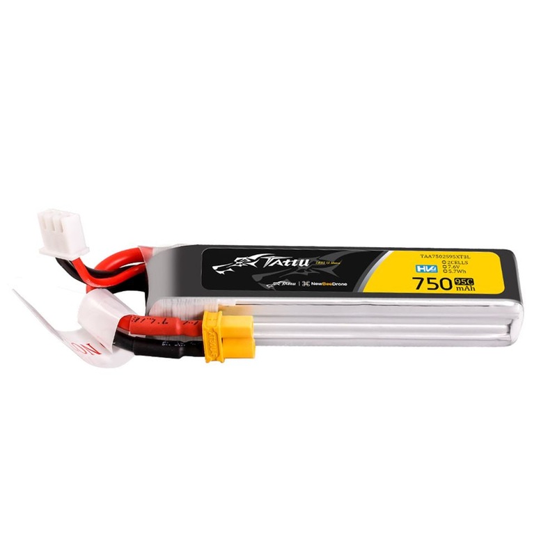 Tattu R-line 750mAh 2S 7.6V HV 95C Lipo Battery Long Pack – XT30