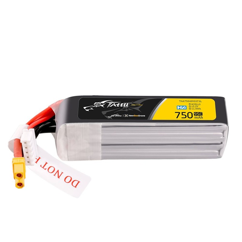 Tattu R-line 750mAh 4S 15.2V HV 95C Lipo Battery Long Pack – XT30